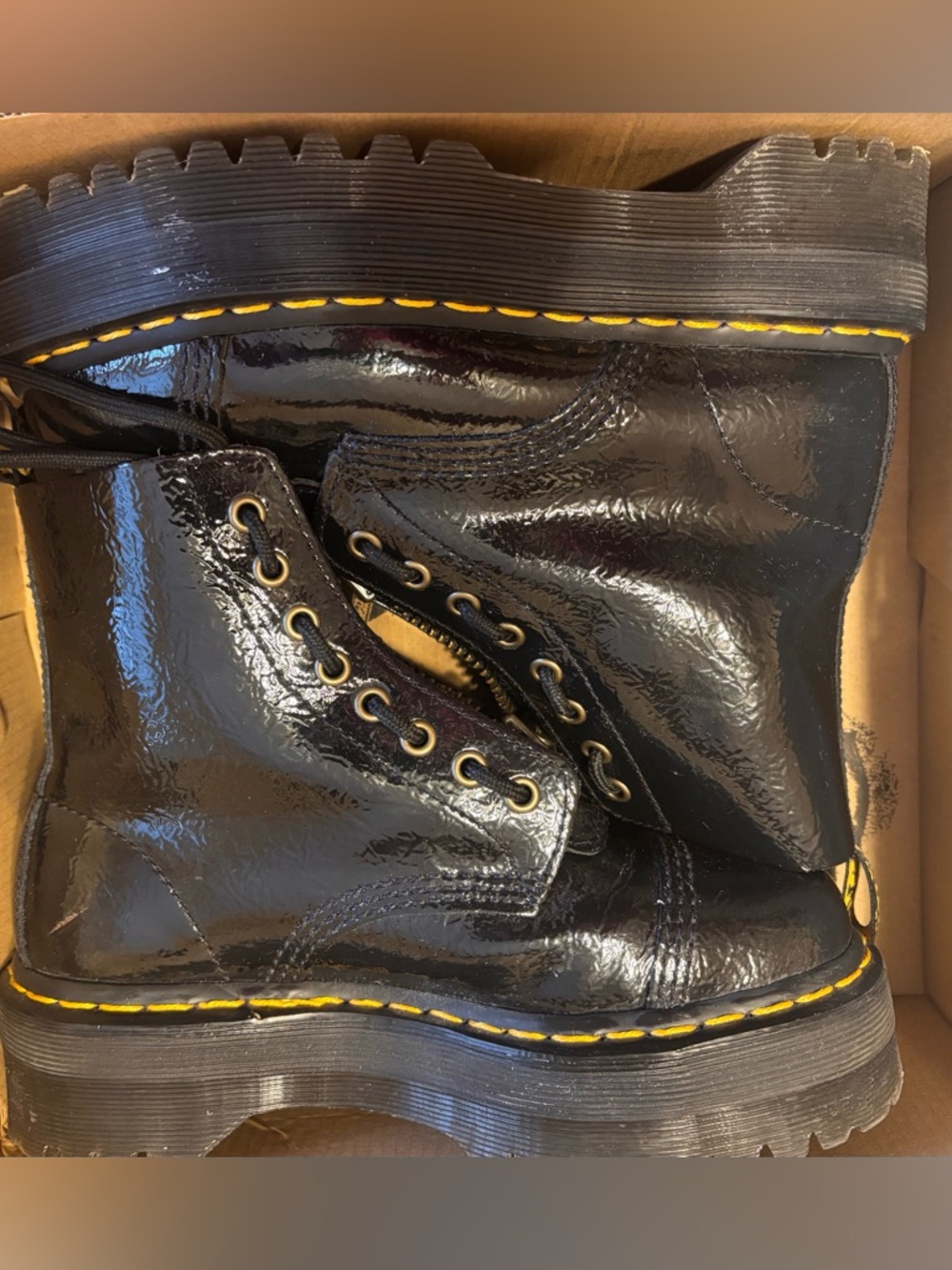 Dr. Martens Sinclair Black Patent Platform Lace-Up Boot - Picture 2 of 4